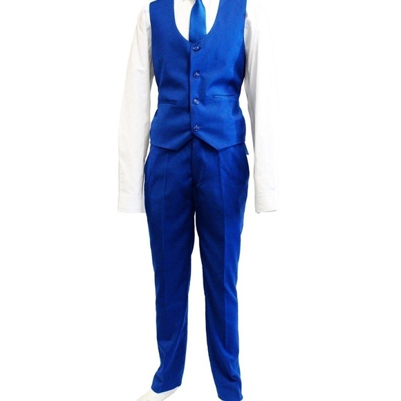 Perry Ellis 5-Piece Shirt, Tie, Jacket, Vest and Pants Solid Suit Set - Picture 6 of 12